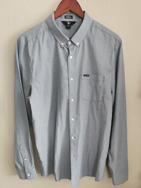 Volcom Light Blue Button-Down Shirt with Chest Pocket